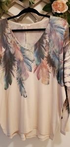 Enti clothing new multi color feather top